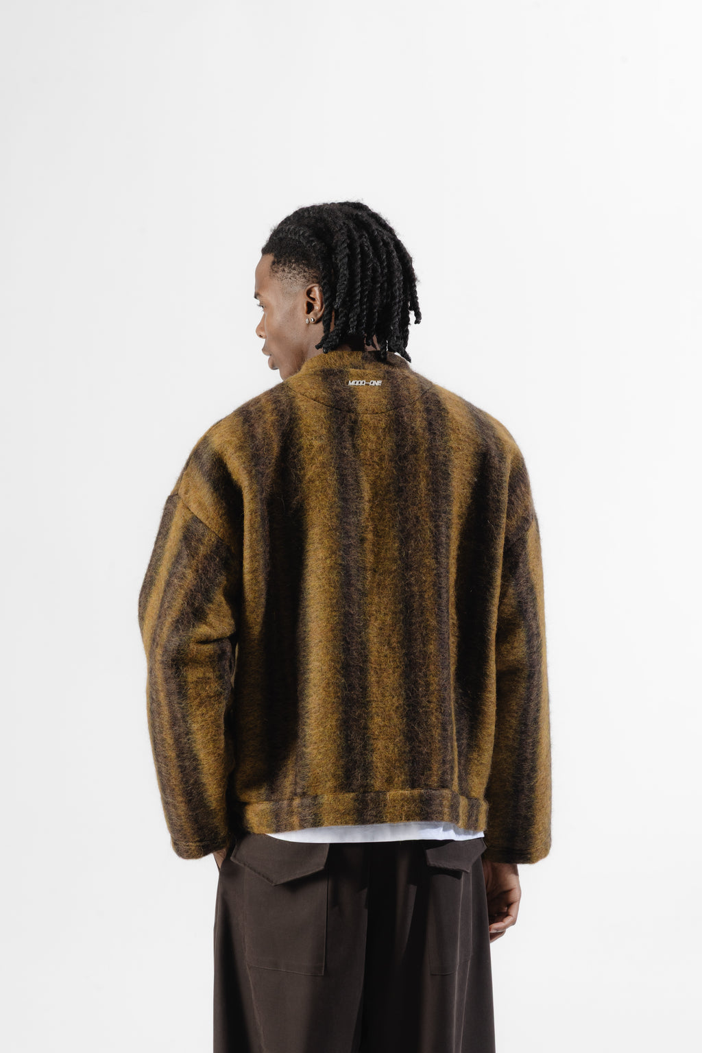 Mustard / Dark Brown Mohair Cardigan