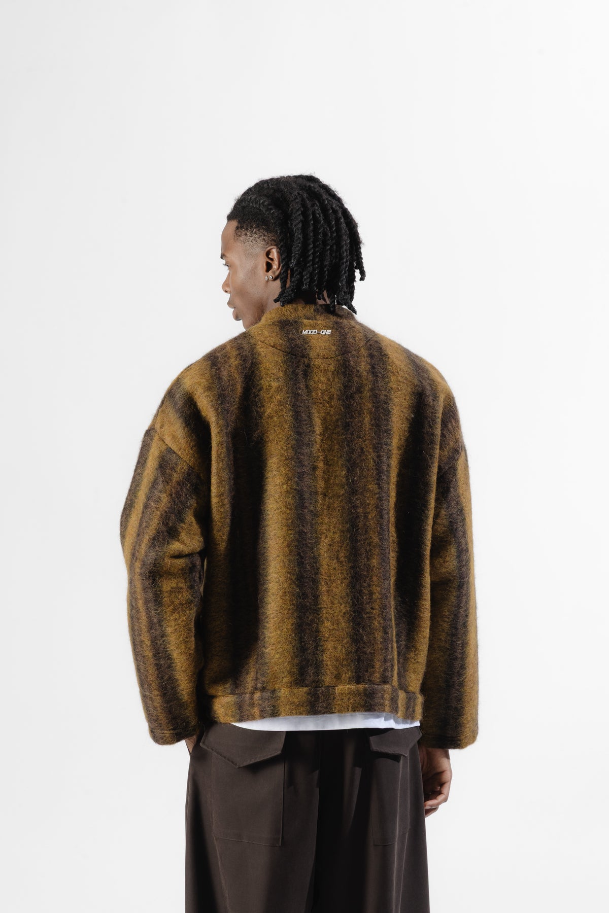 Mustard / Dark Brown Mohair Cardigan