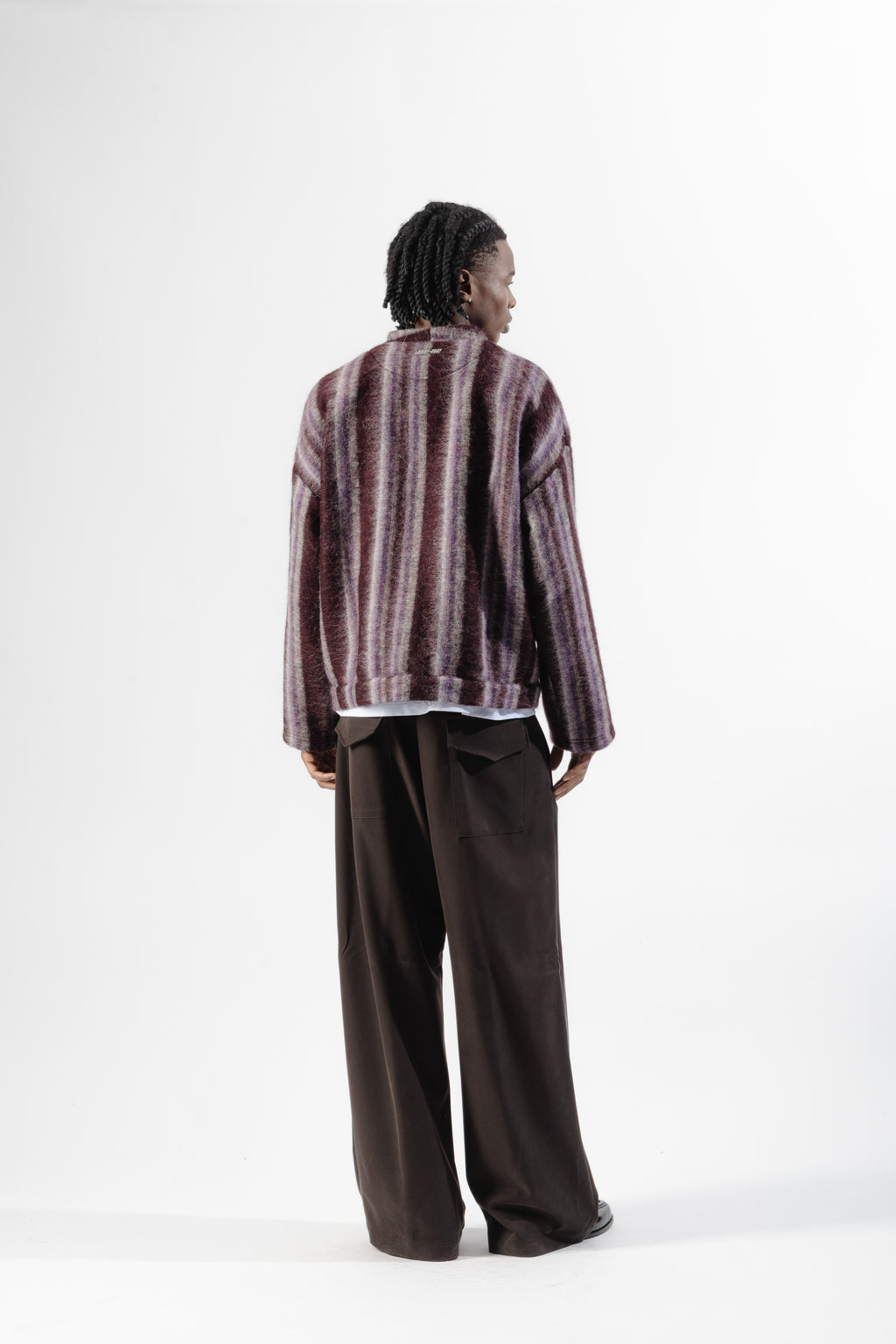 Burgundy / Grey Mohair Cardigan