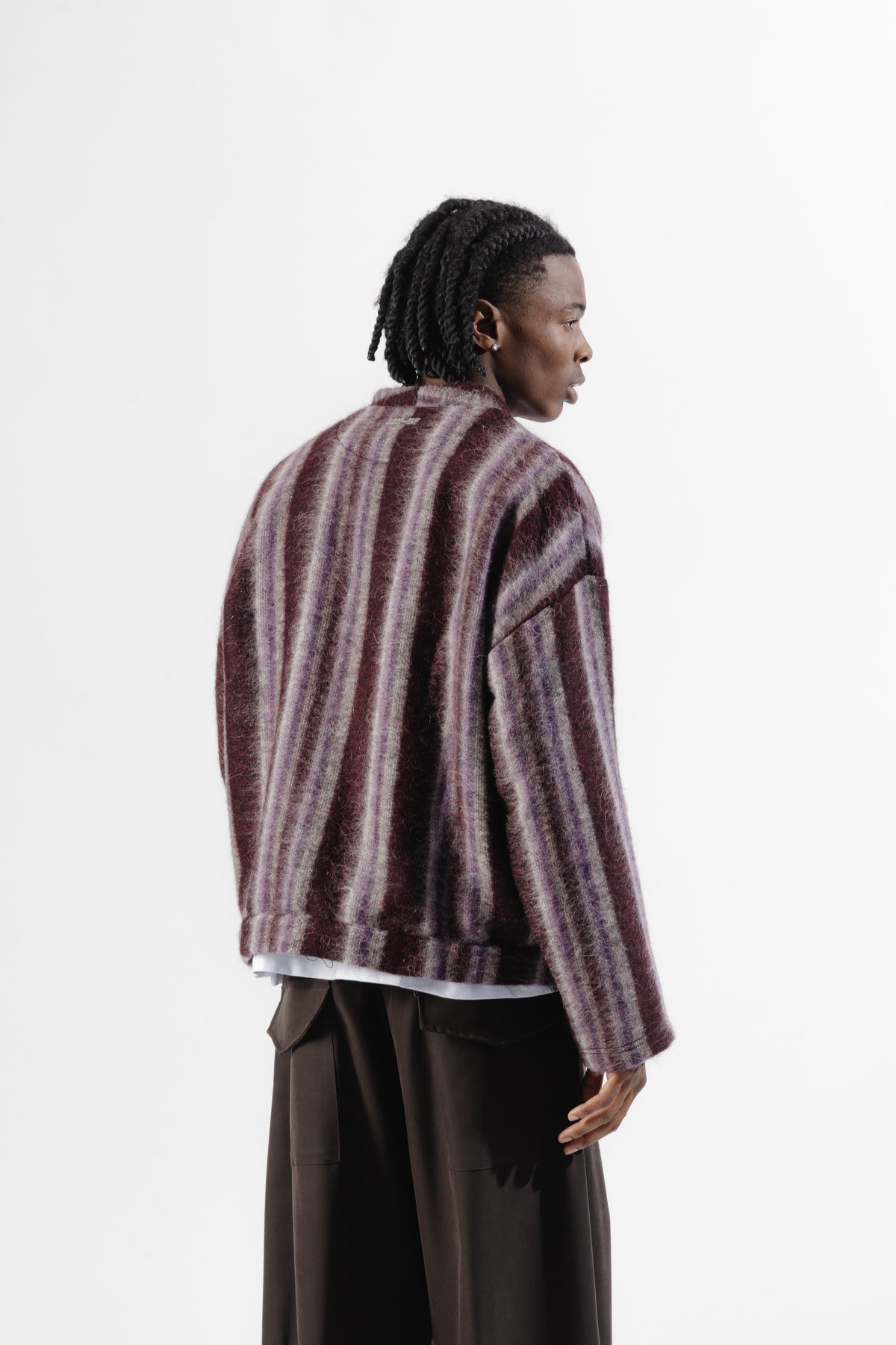 Burgundy / Grey Mohair Cardigan