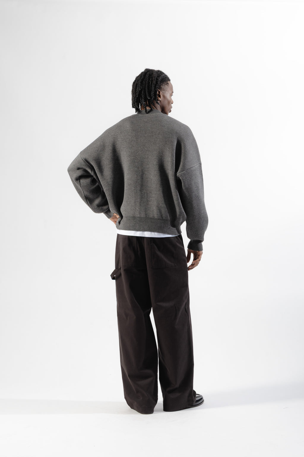 Grey Oversized Knit Bomber
