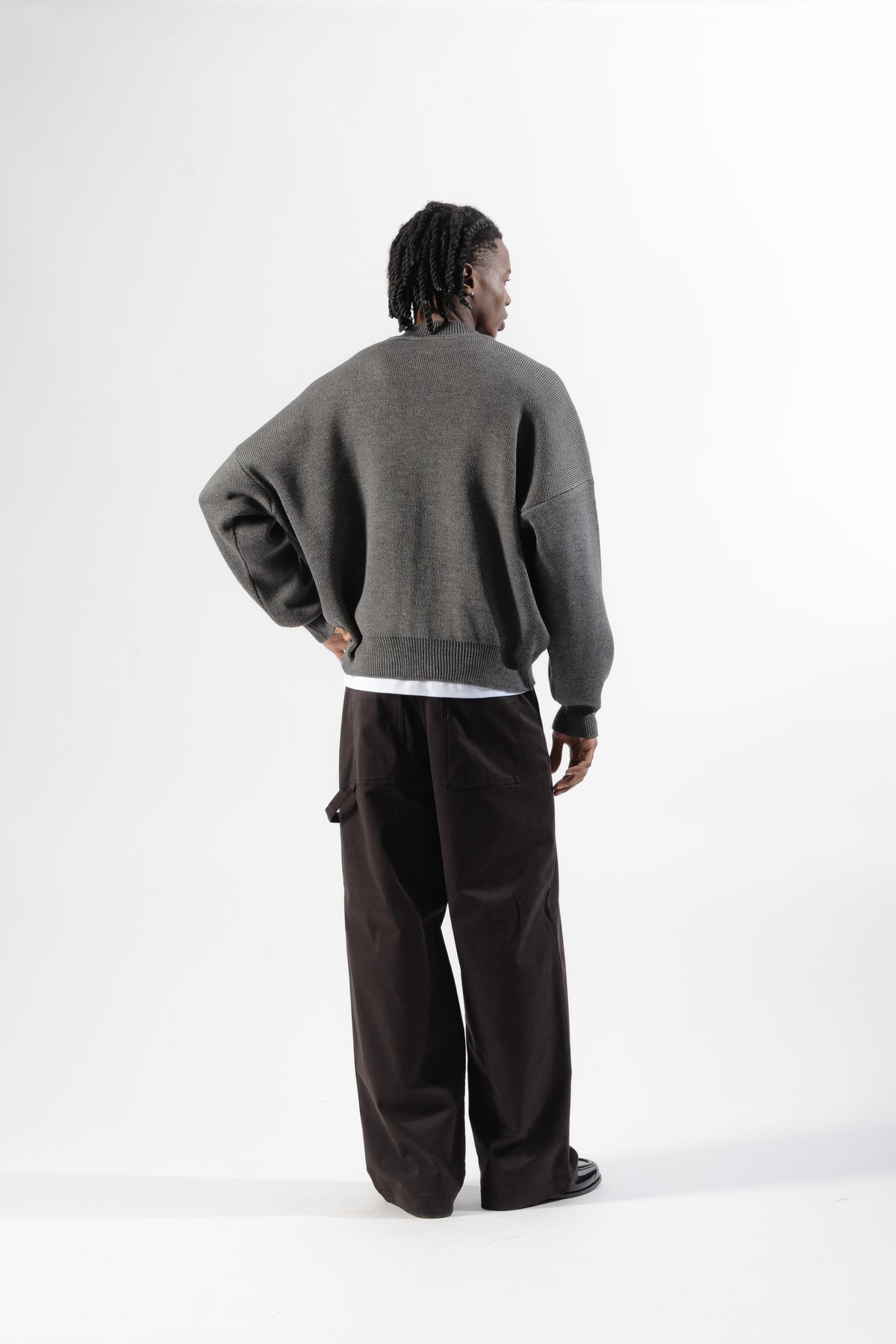 Grey Oversized Knit Bomber