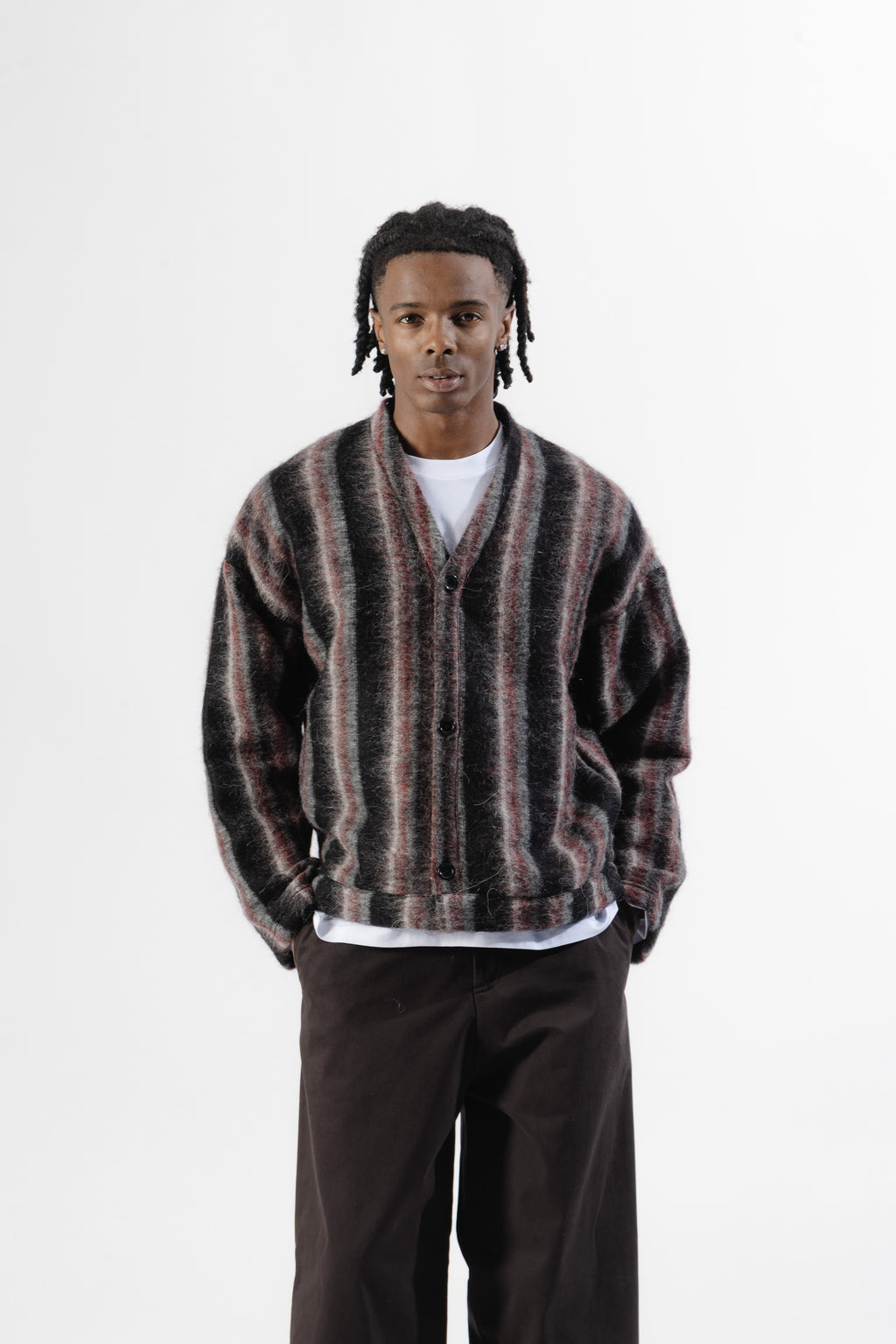 Black / Violet Mohair Cardigan
