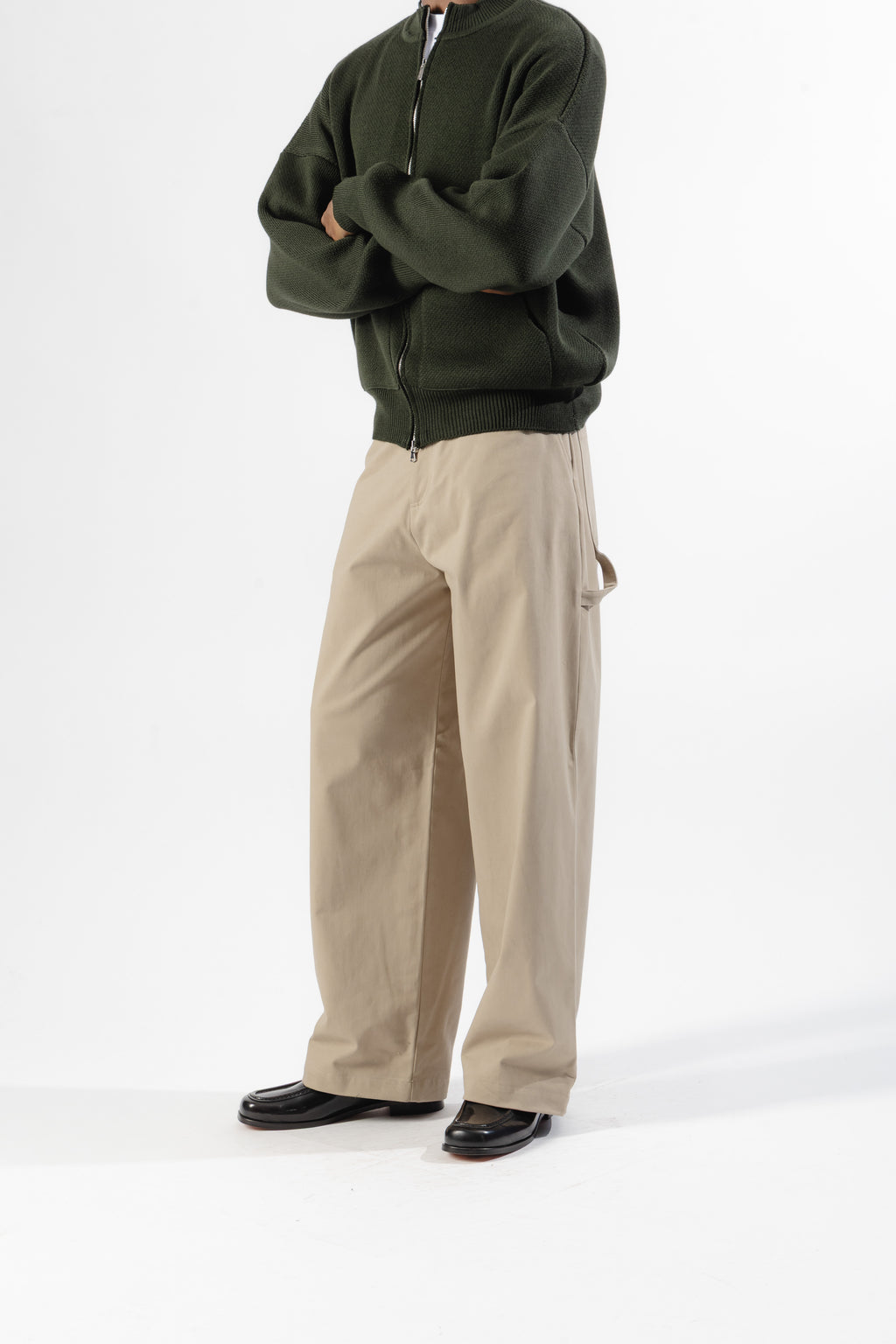 Beige Cotton Carpenter Pants