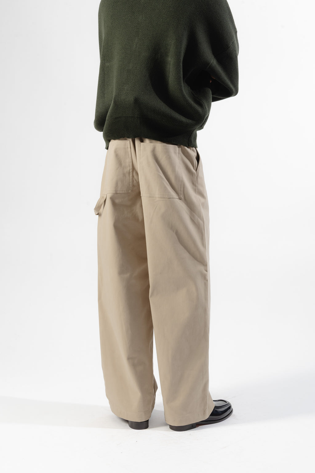 Beige Cotton Carpenter Pants