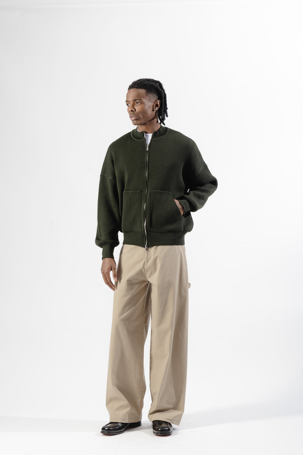 Beige Cotton Carpenter Pants