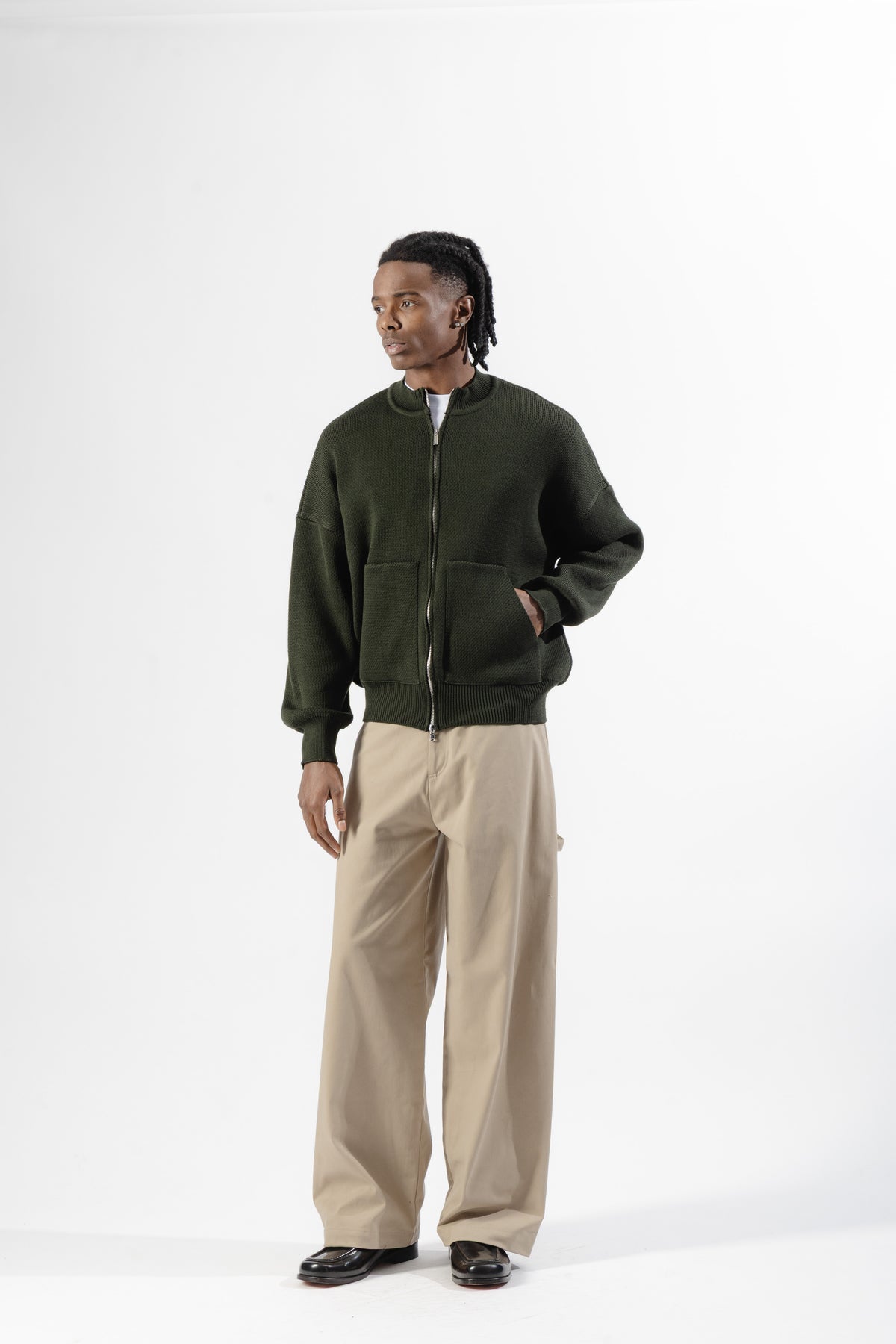 Beige Cotton Carpenter Pants
