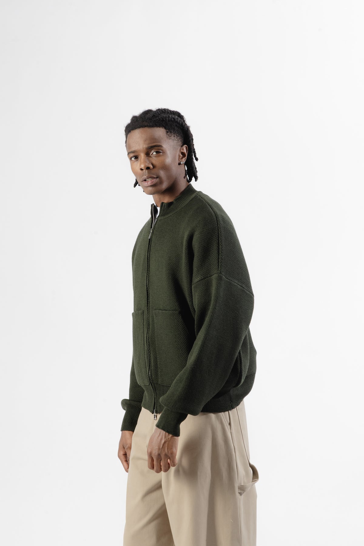 Green Oversized Knit Bomber
