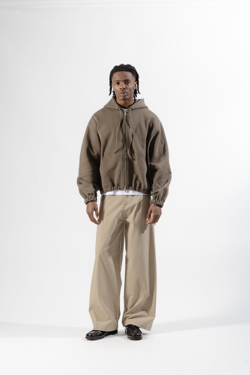 Brown Mood-one Zip Hoodie
