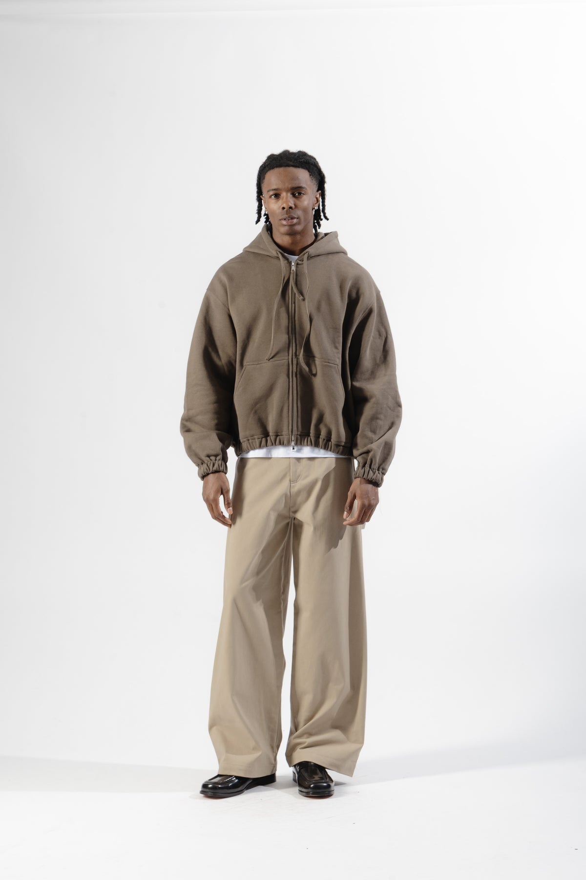 Brown Mood-one Zip Hoodie