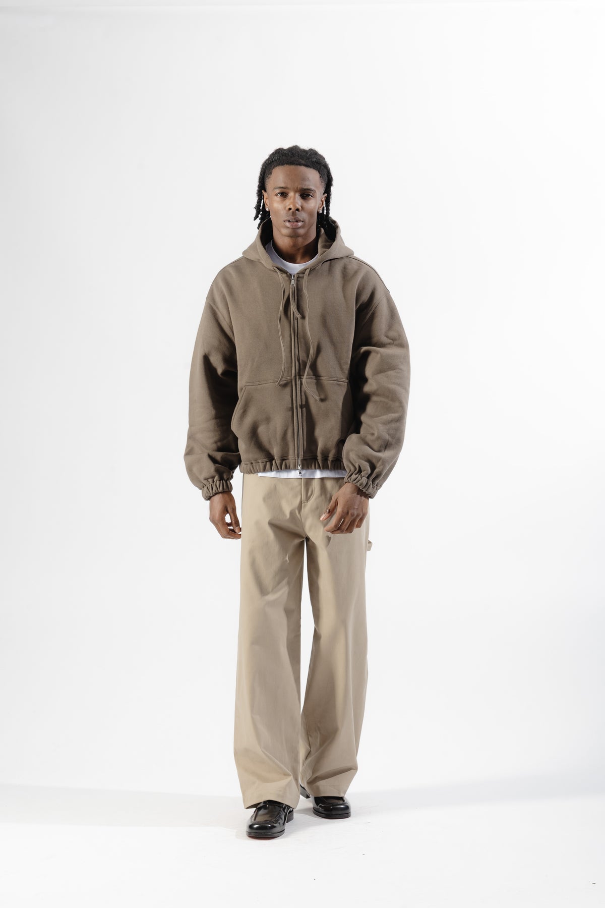 Brown Mood-one Zip Hoodie