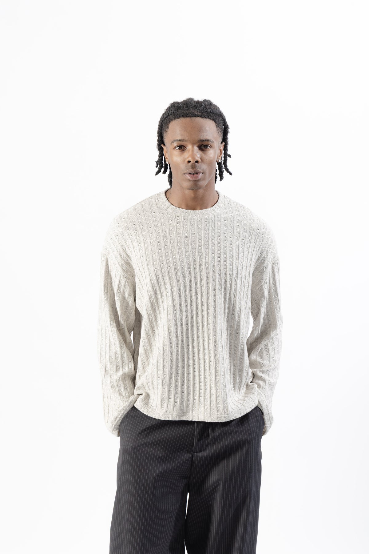 Cream Textured Longsleeve