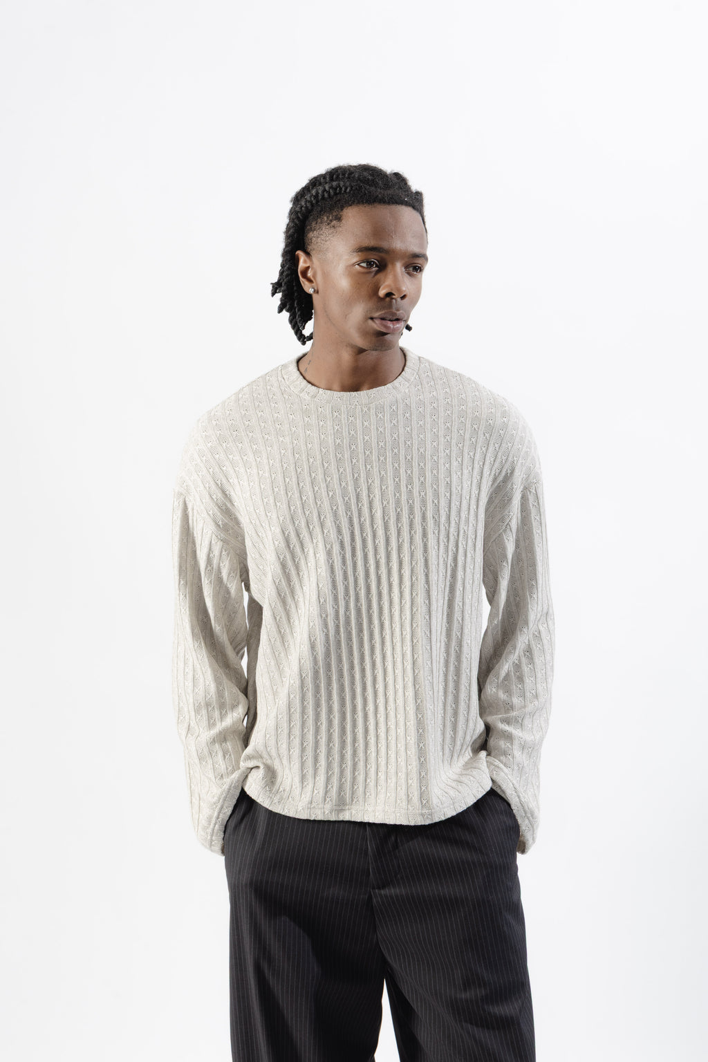 Cream Textured Longsleeve