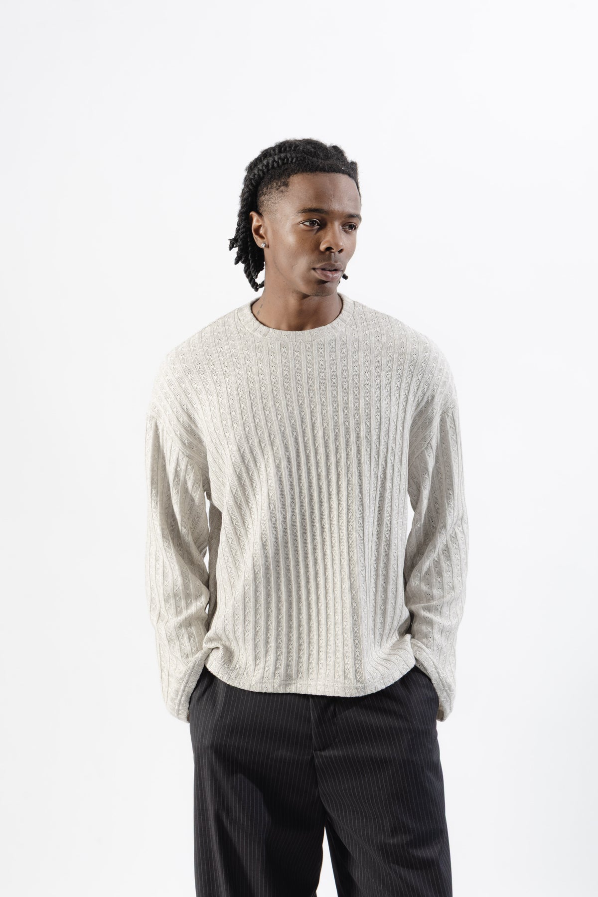 Cream Textured Longsleeve