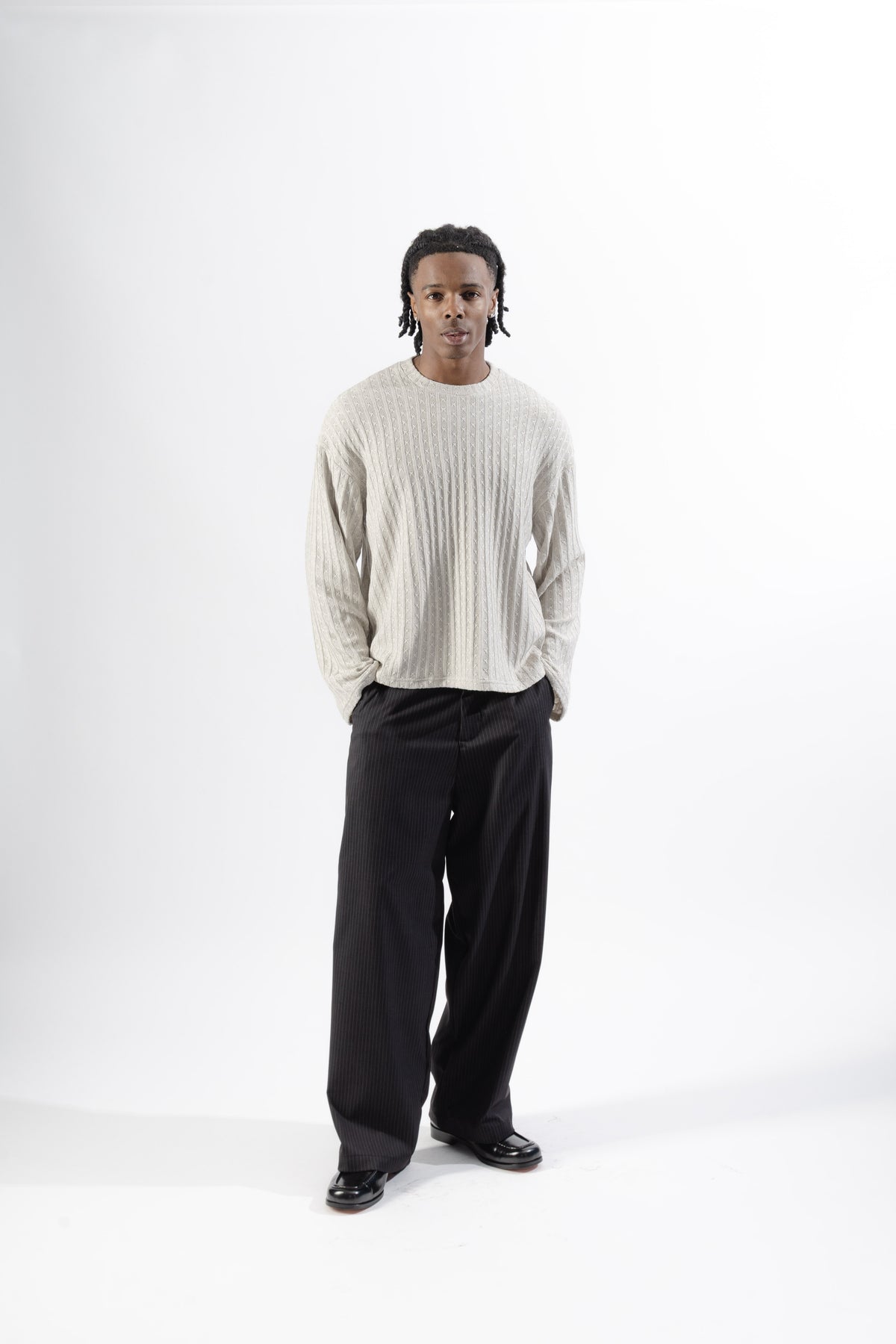 Cream Textured Longsleeve