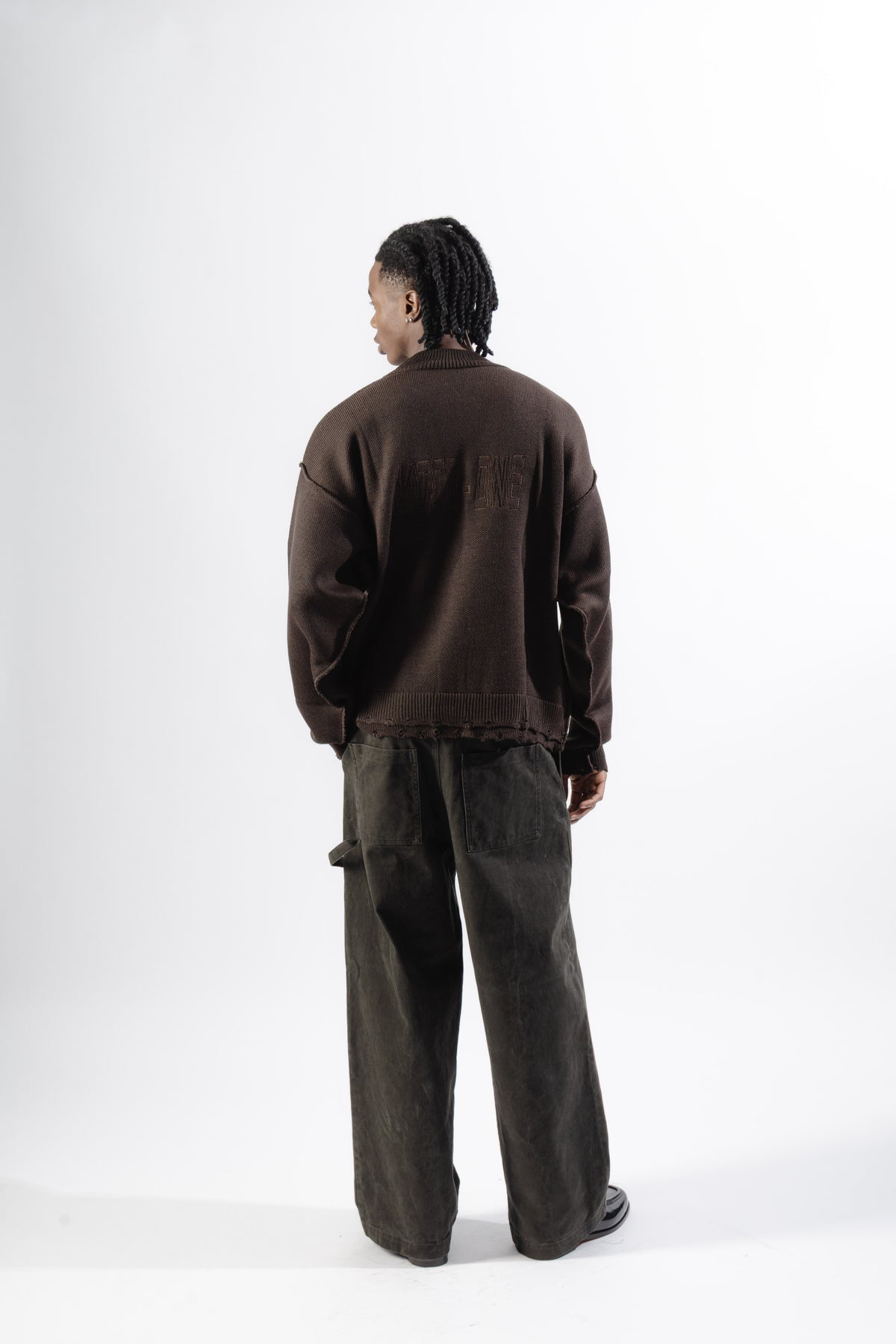 Brown Distressed Knit Sweater