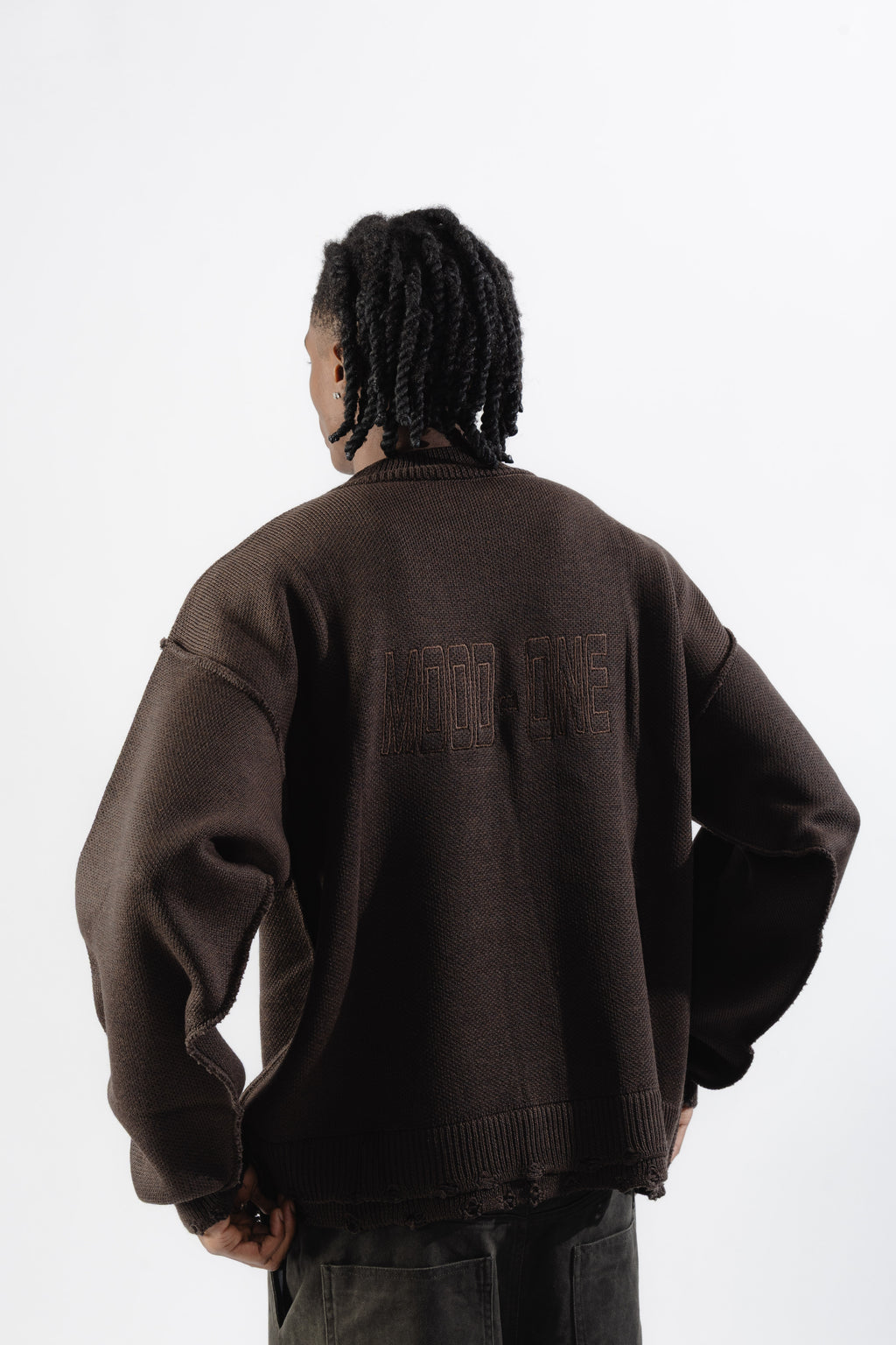 Brown Distressed Knit Sweater