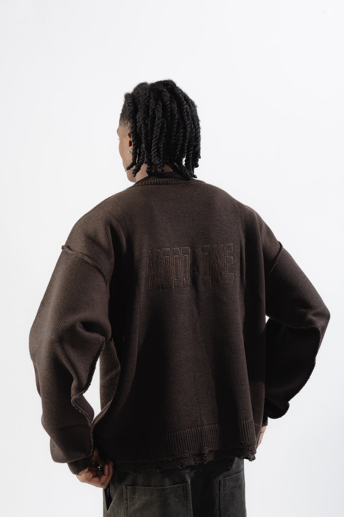 Brown Distressed Knit Sweater