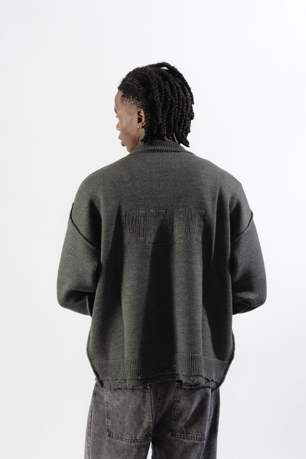 Grey Distressed Knit Sweater
