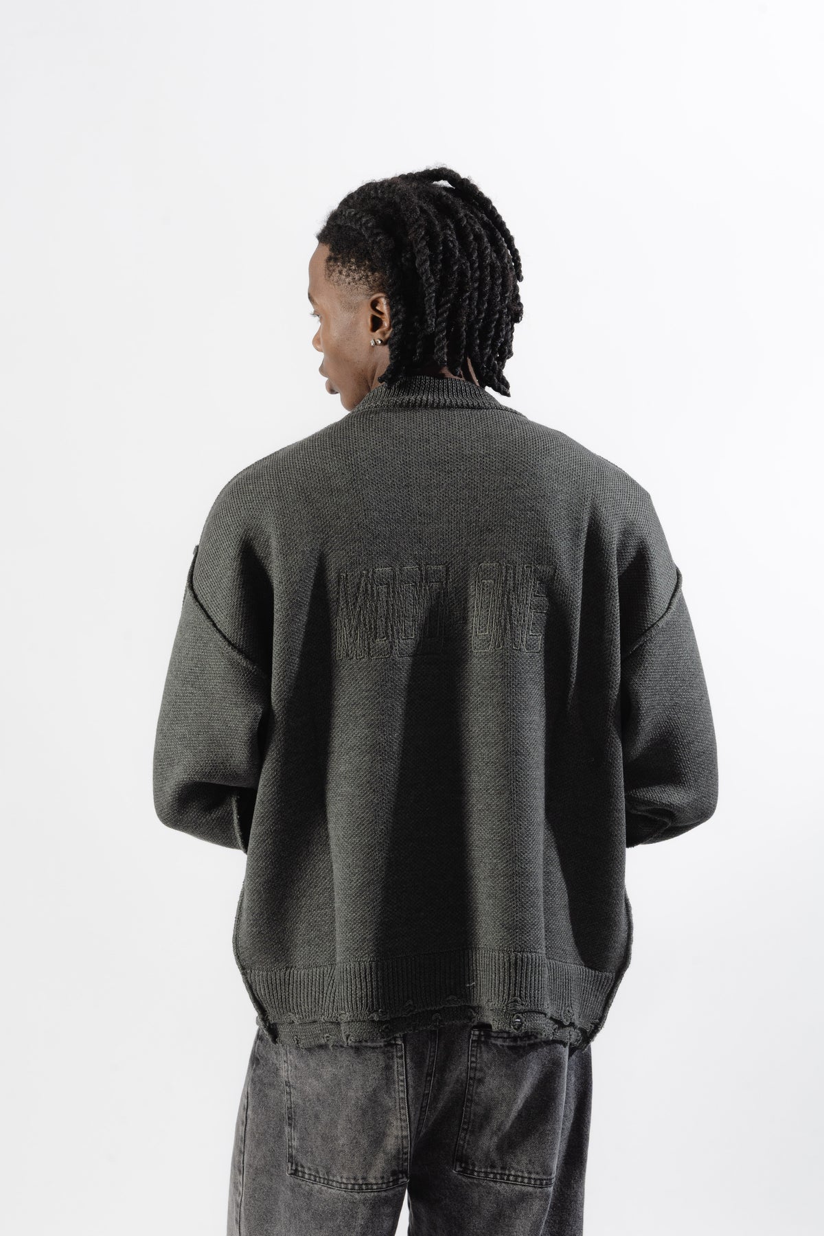 Grey Distressed Knit Sweater