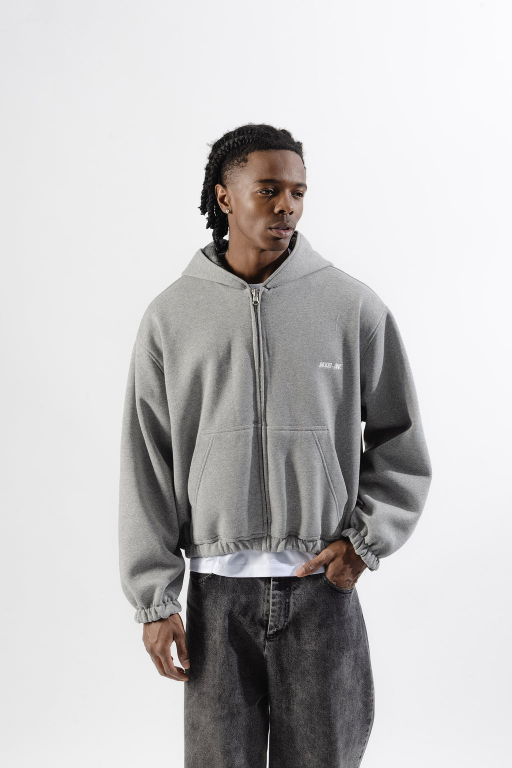 Grey / Grey Tartan Reversible Zip Hoodie