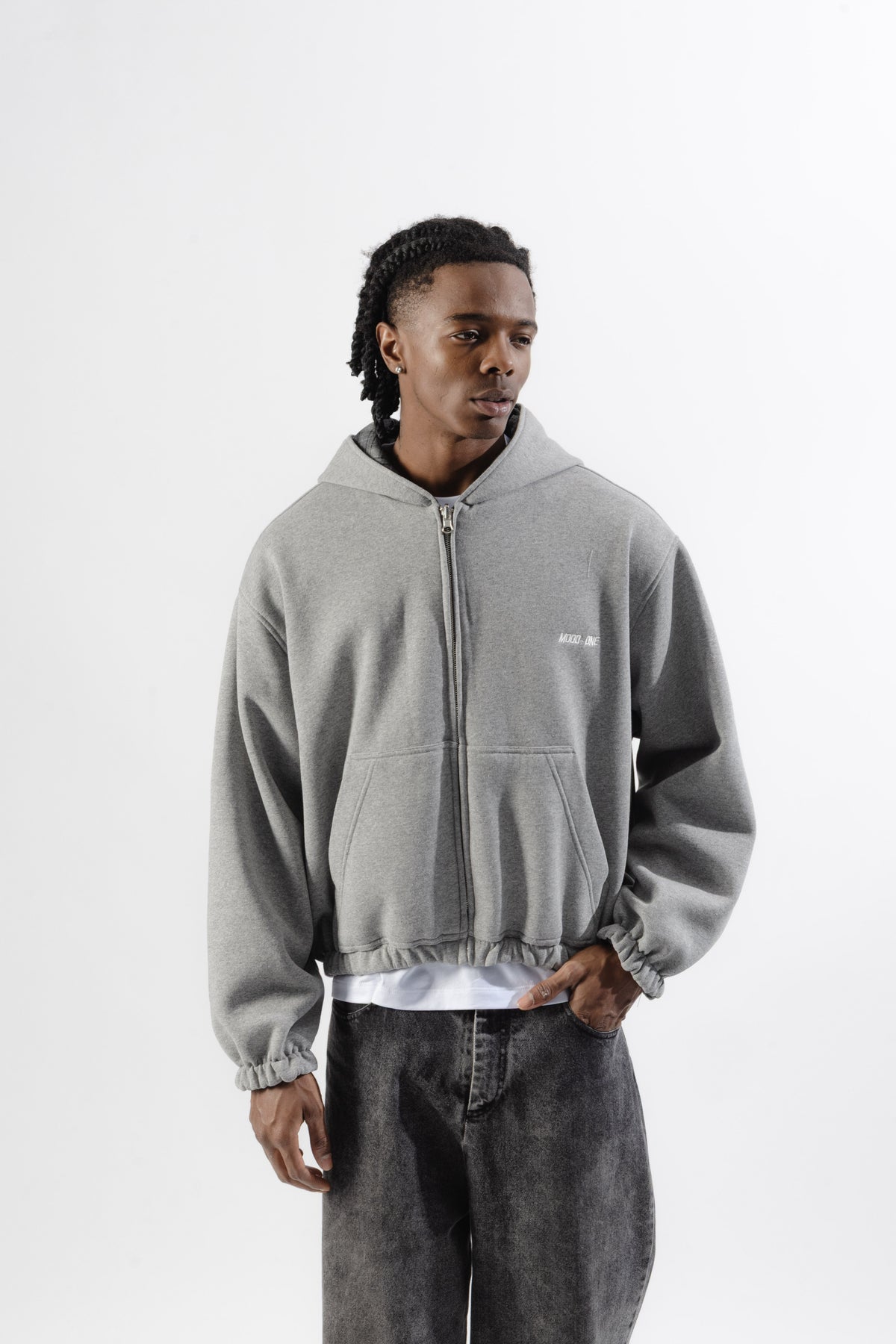 Grey / Grey Tartan Reversible Zip Hoodie
