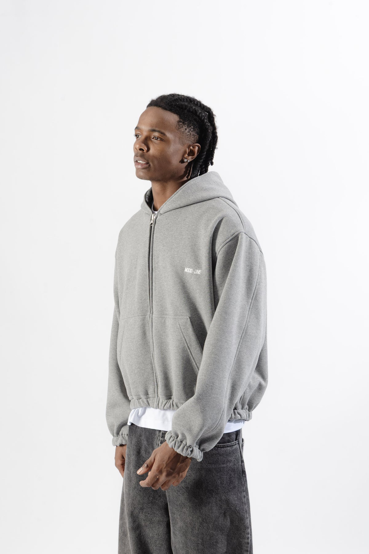 Grey / Grey Tartan Reversible Zip Hoodie