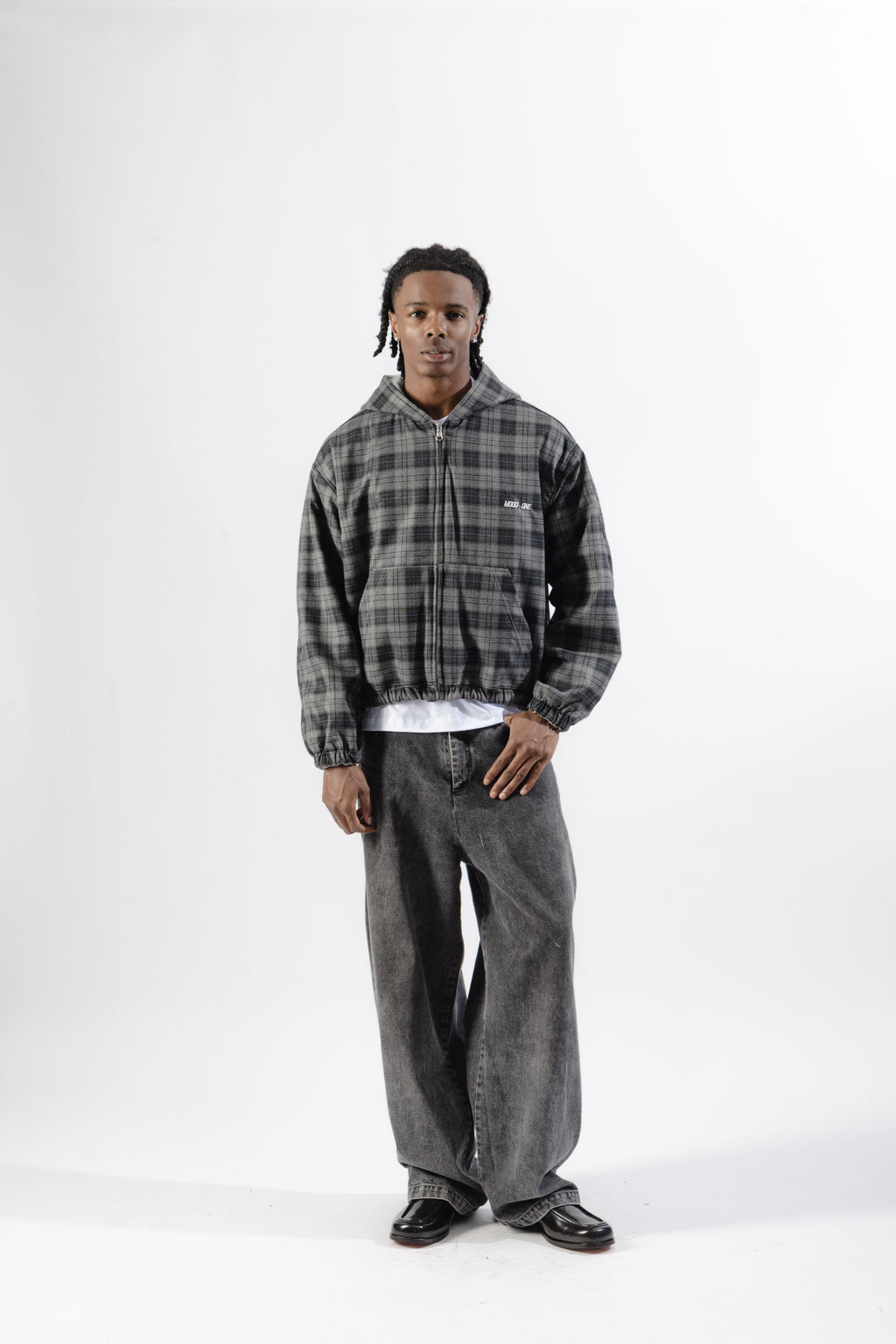 Grey / Grey Tartan Reversible Zip Hoodie