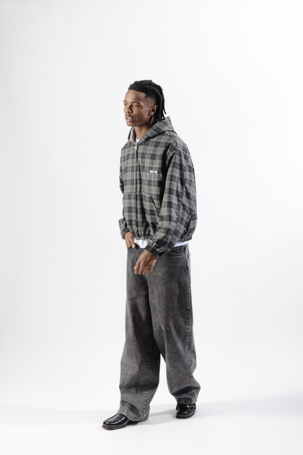 Grey / Grey Tartan Reversible Zip Hoodie