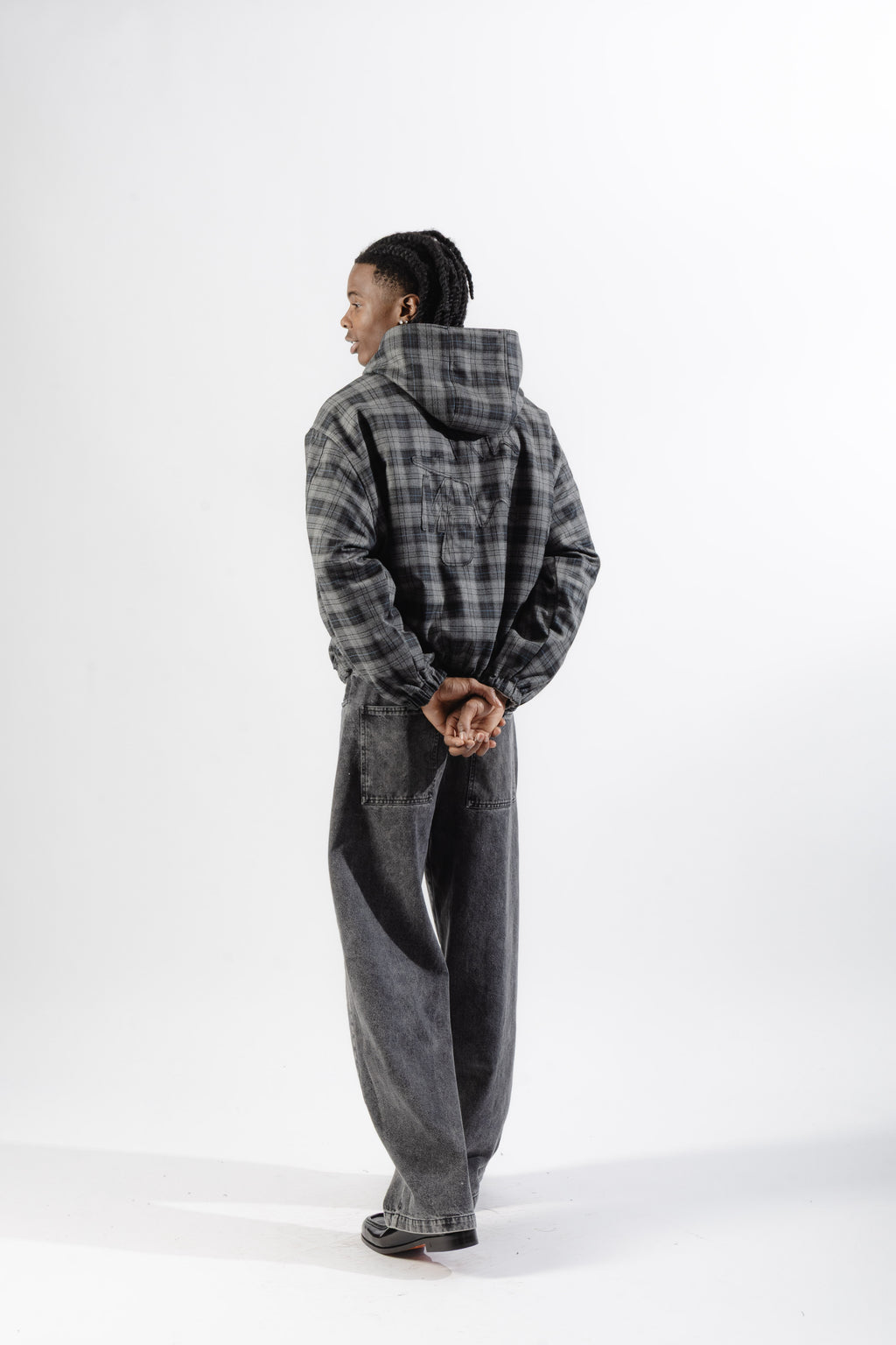 Grey / Grey Tartan Reversible Zip Hoodie