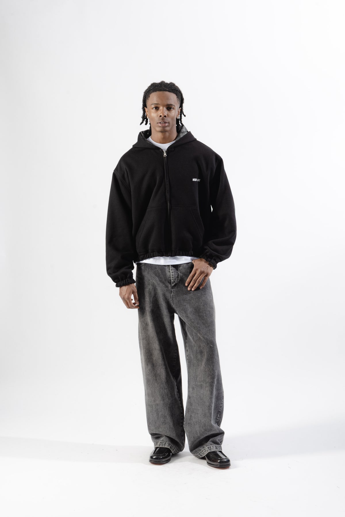 Black / Grey Tartan Reversible Zip Hoodie