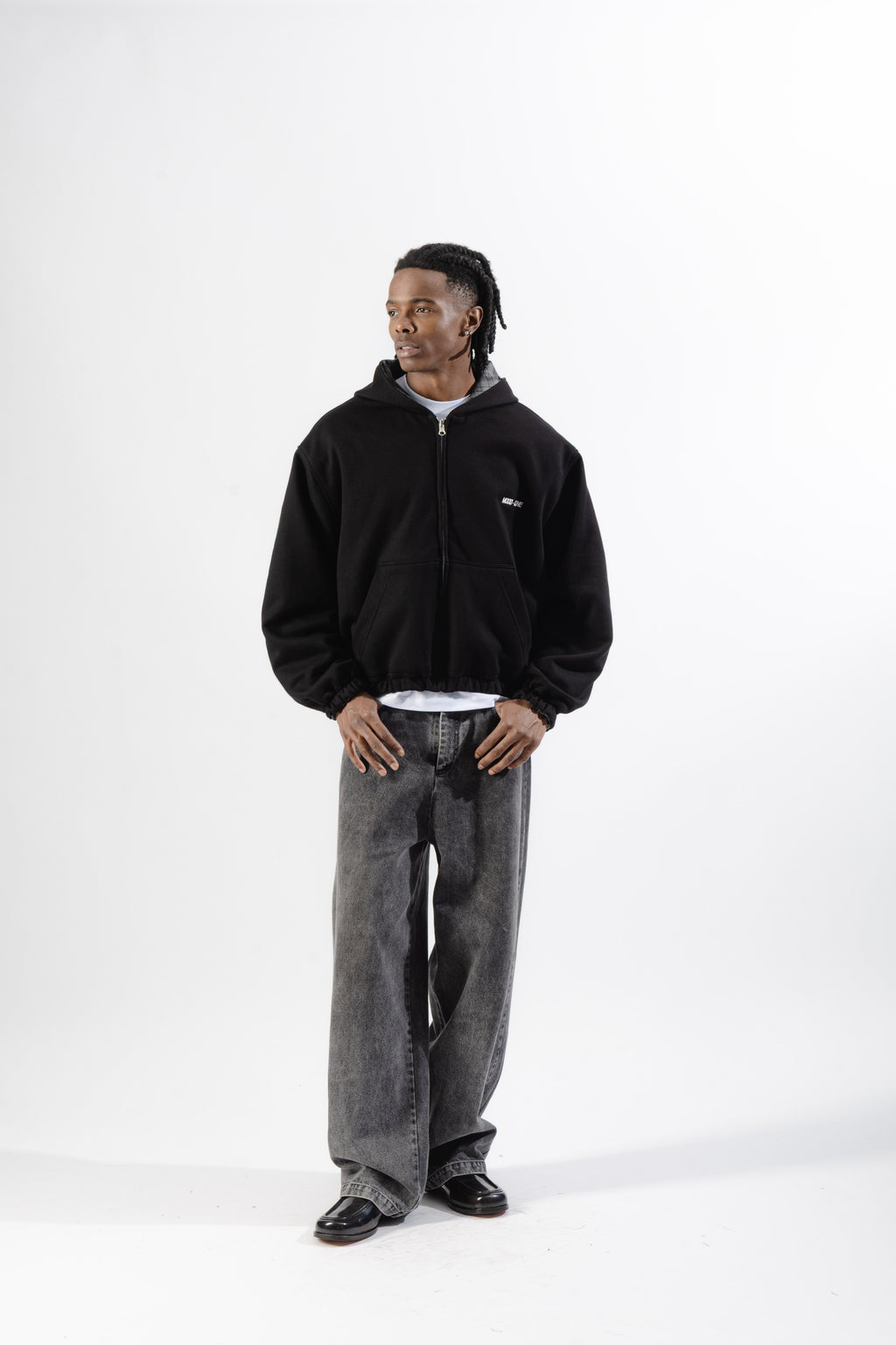 Black / Grey Tartan Reversible Zip Hoodie