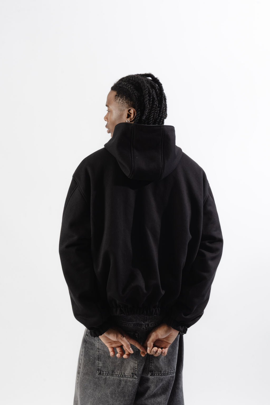 Black / Grey Tartan Reversible Zip Hoodie