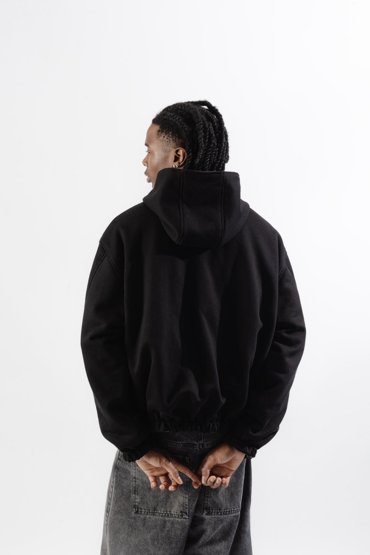 Black / Grey Tartan Reversible Zip Hoodie