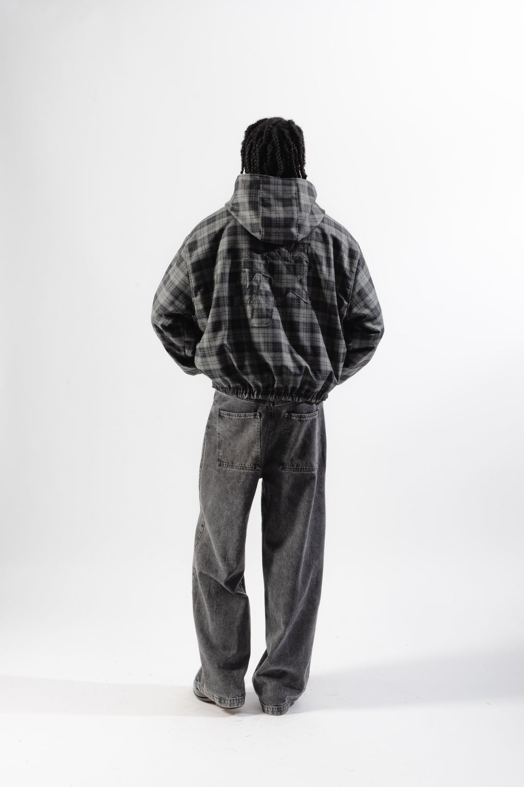 Black / Grey Tartan Reversible Zip Hoodie