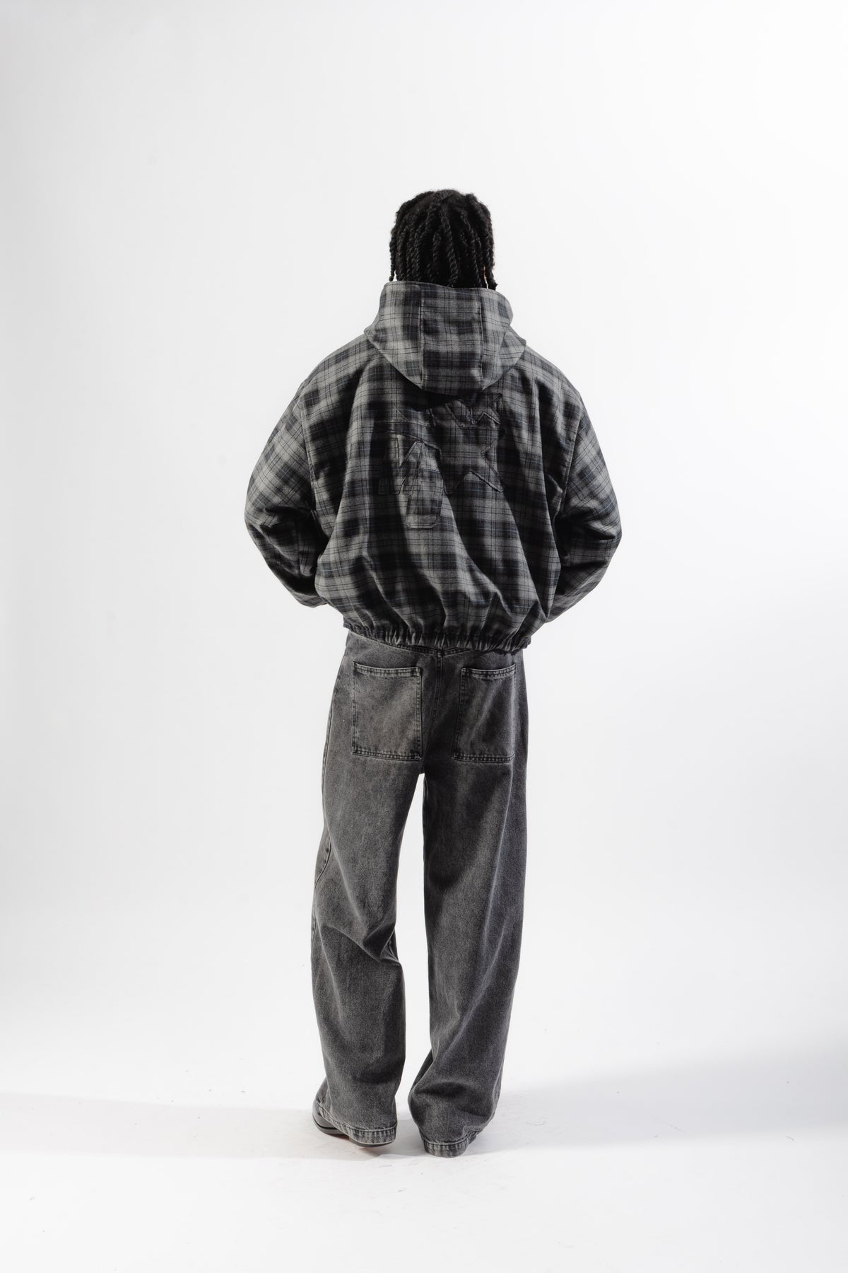 Black / Grey Tartan Reversible Zip Hoodie