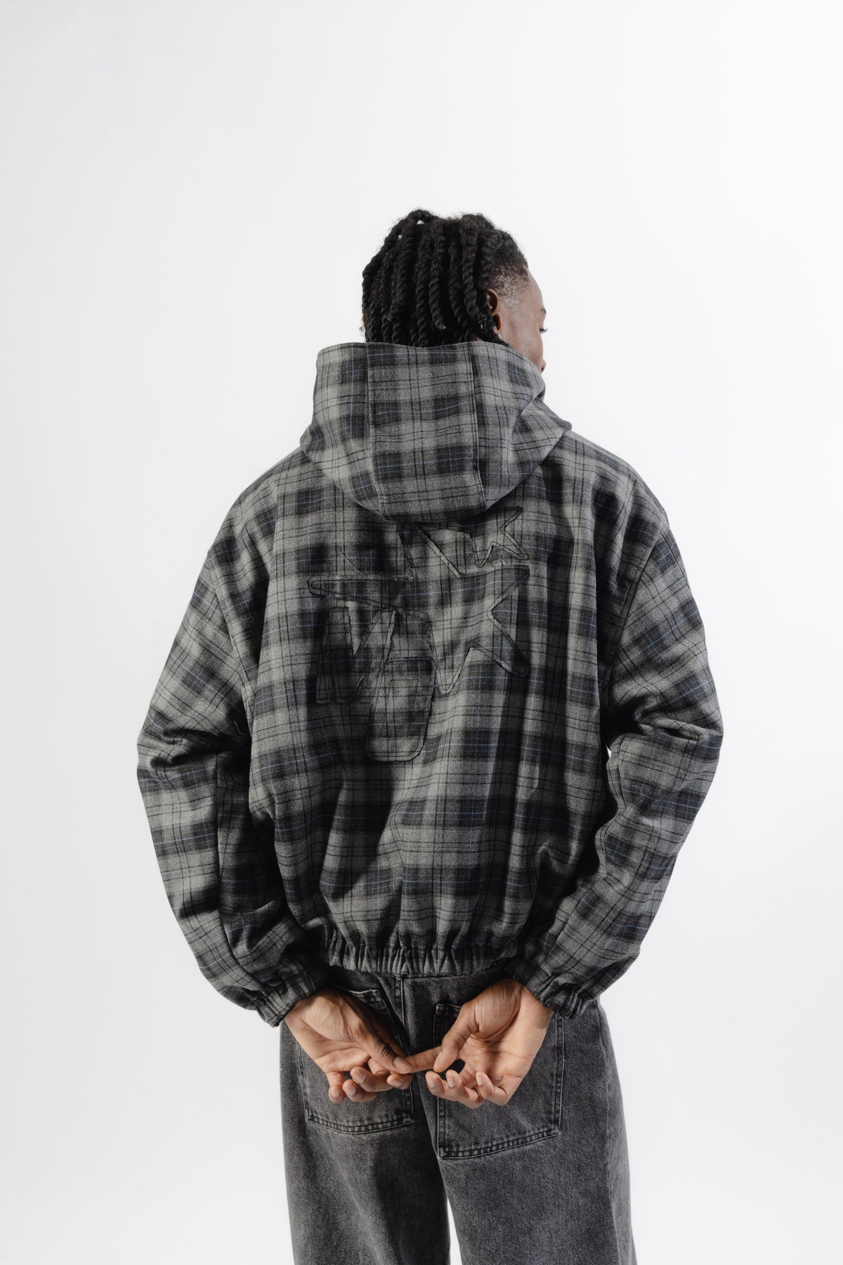 Black / Grey Tartan Reversible Zip Hoodie