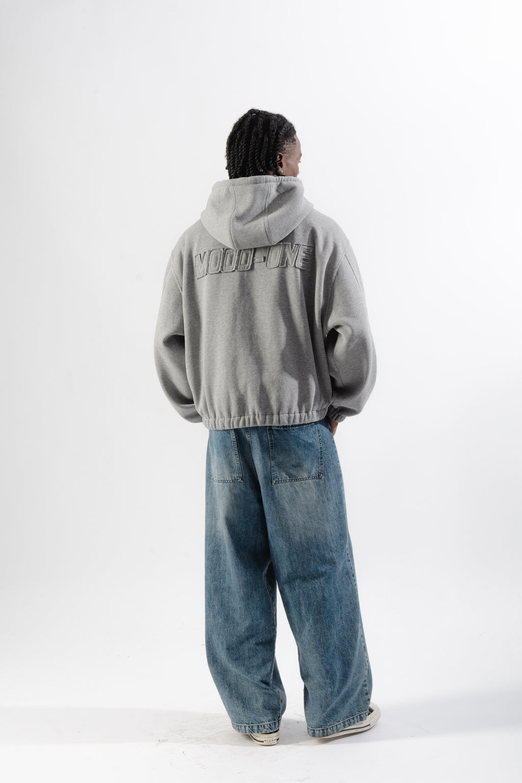 Grey Mood-one Zip Hoodie