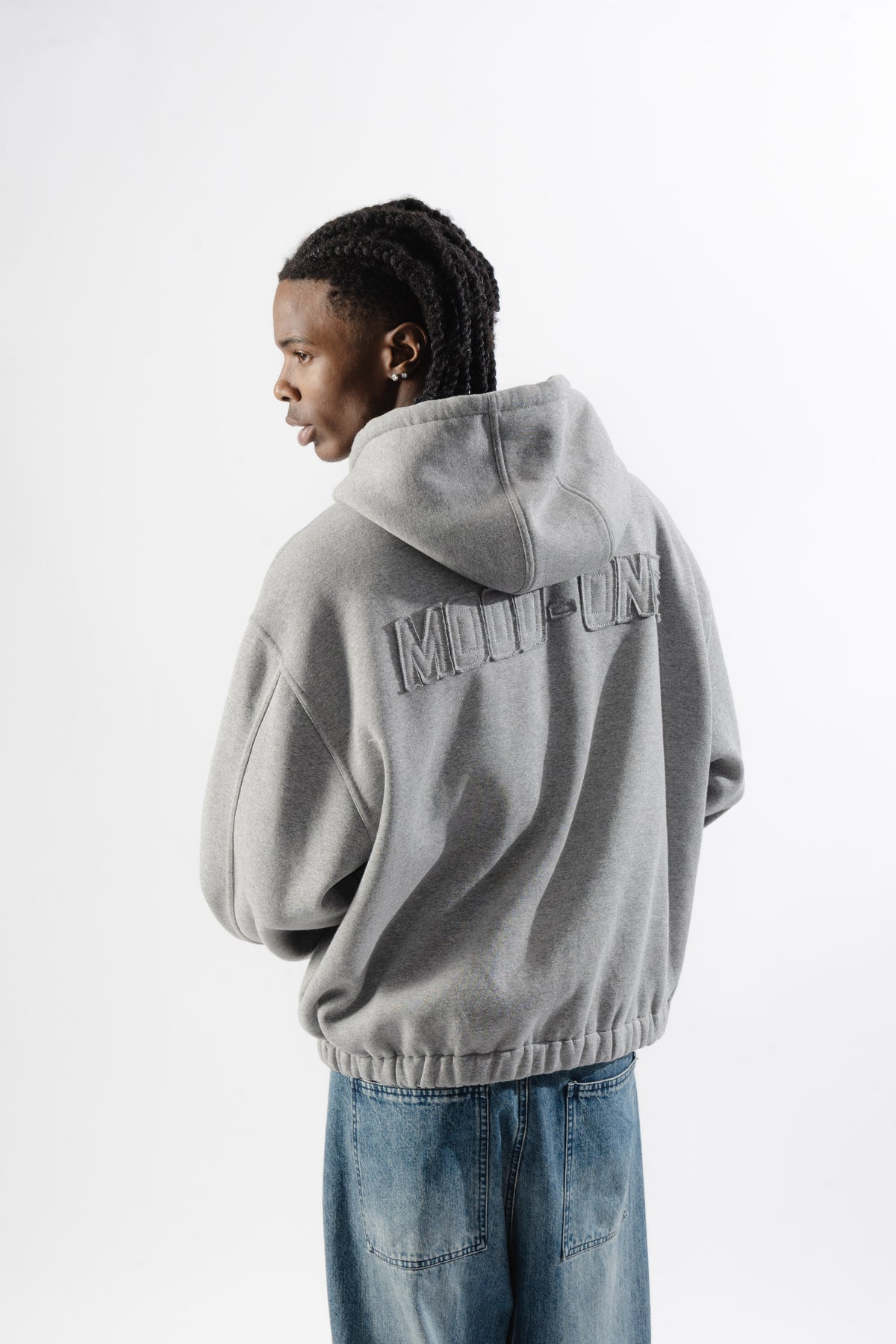 Grey Mood-one Zip Hoodie