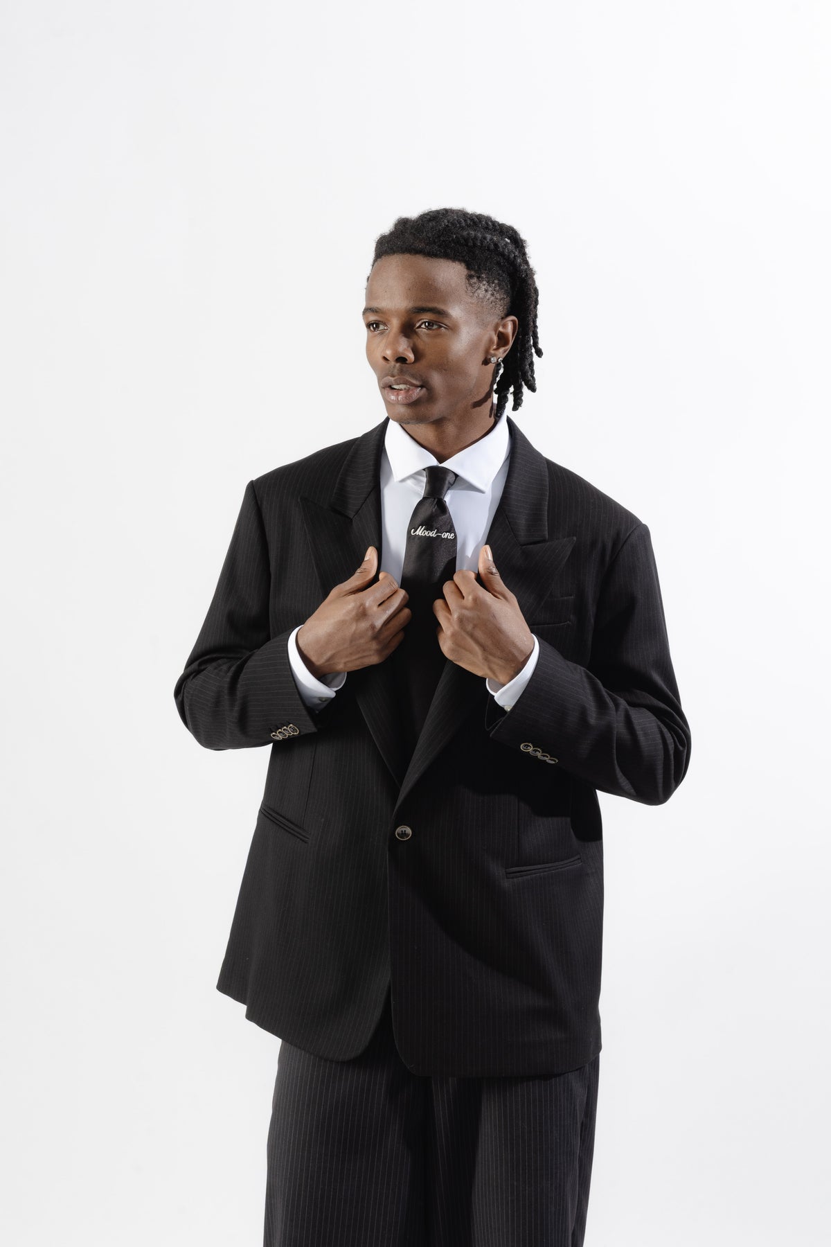 Black Pinstripe Single-Breasted Blazer