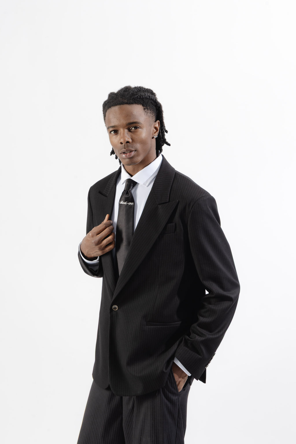 Black Pinstripe Single-Breasted Blazer