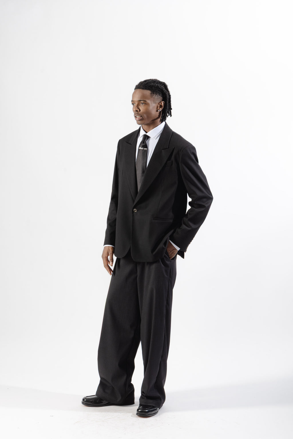 Black Pinstripe Single-Breasted Blazer