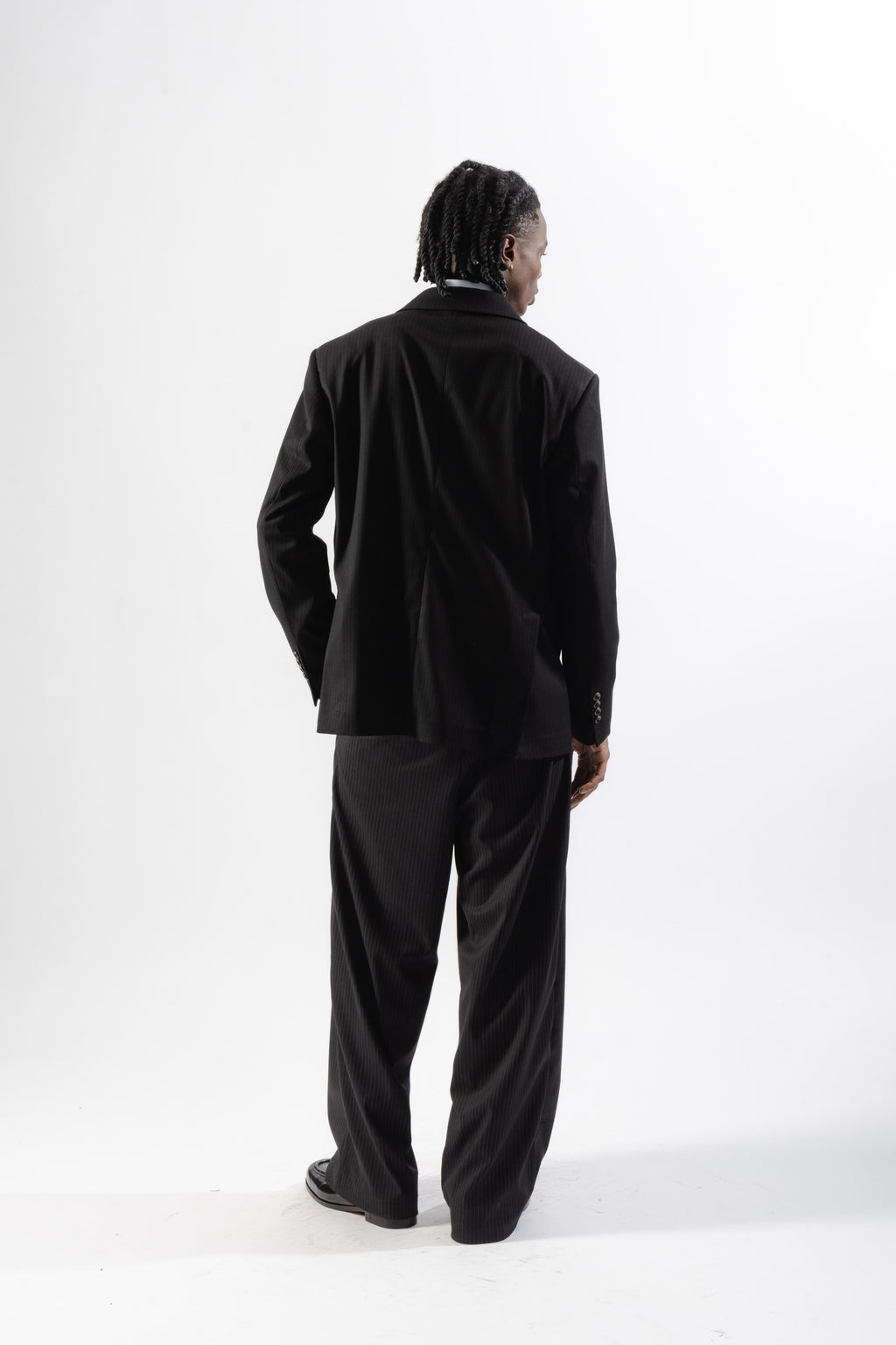 Black Pinstripe Single-Breasted Blazer
