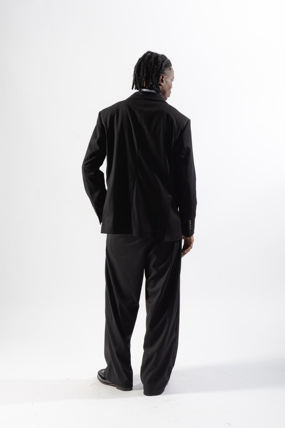Black Pinstripe Single-Breasted Blazer