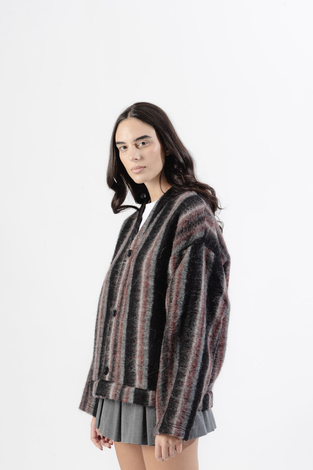 Black / Violet Mohair Cardigan
