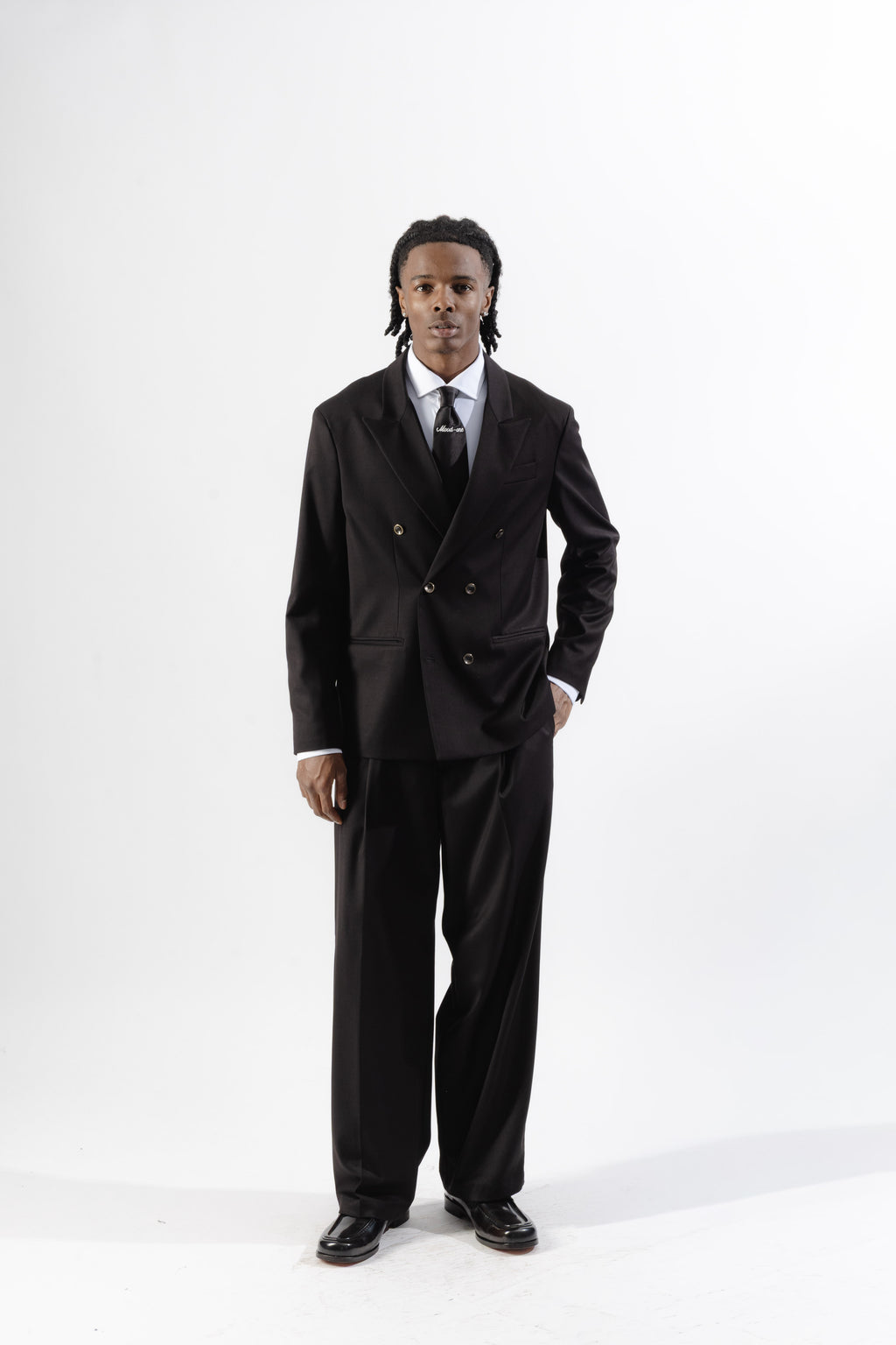 Black Loose-Fit Tailored Trousers