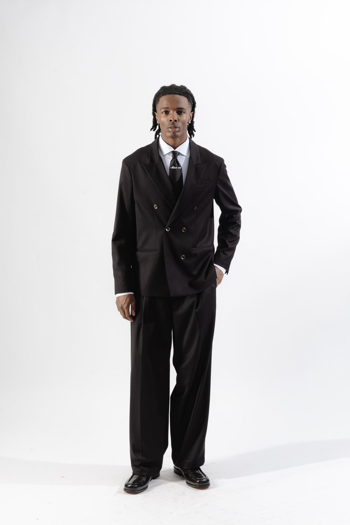 Black Loose-Fit Tailored Trousers
