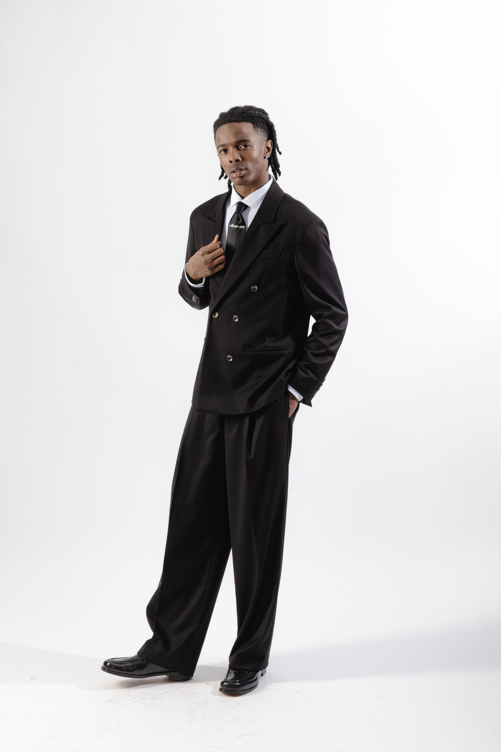 Black Loose-Fit Tailored Trousers