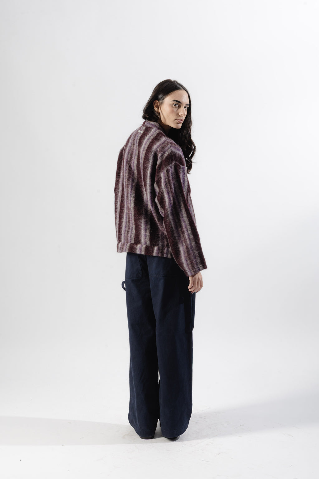 Burgundy / Grey Mohair Cardigan