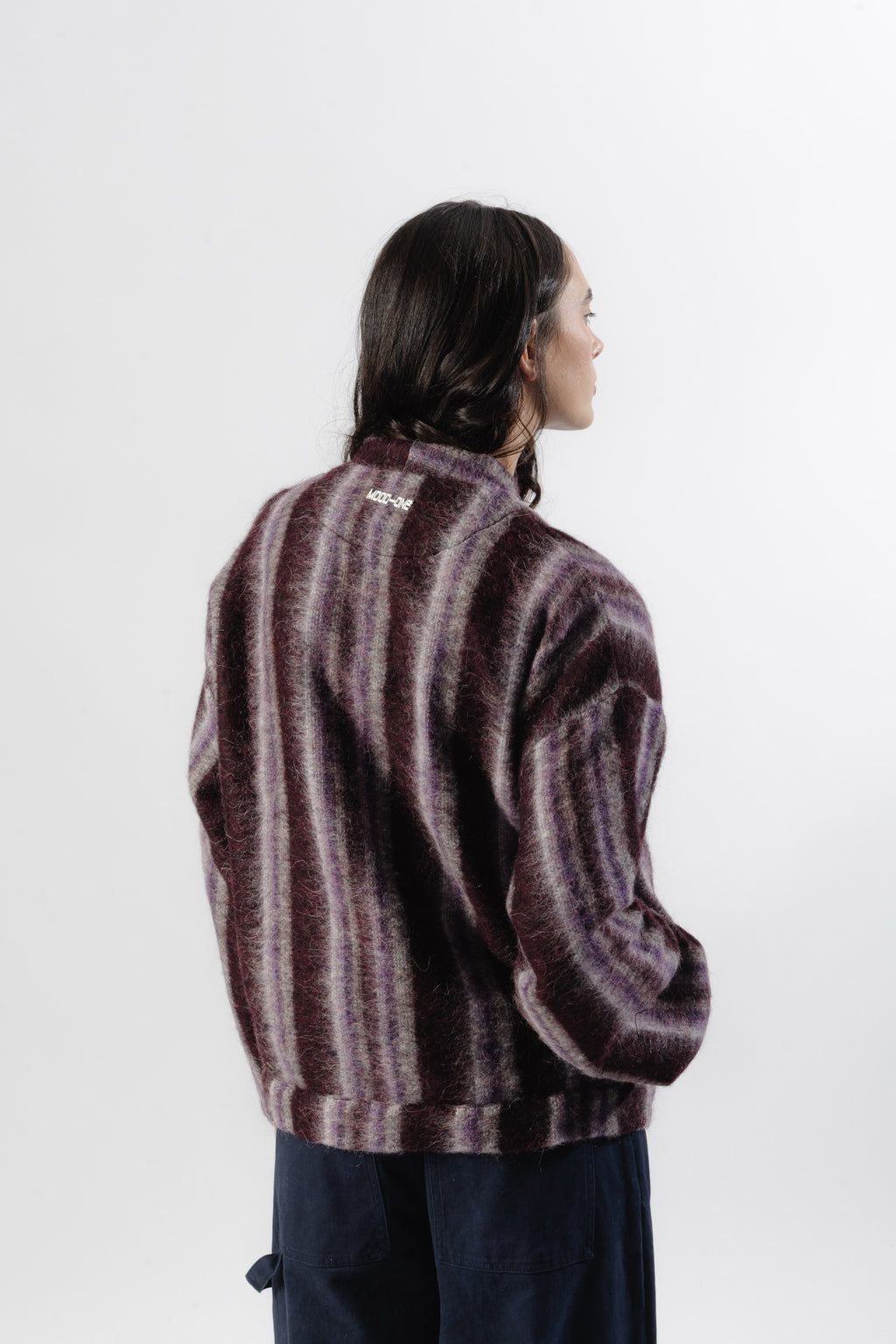 Burgundy / Grey Mohair Cardigan